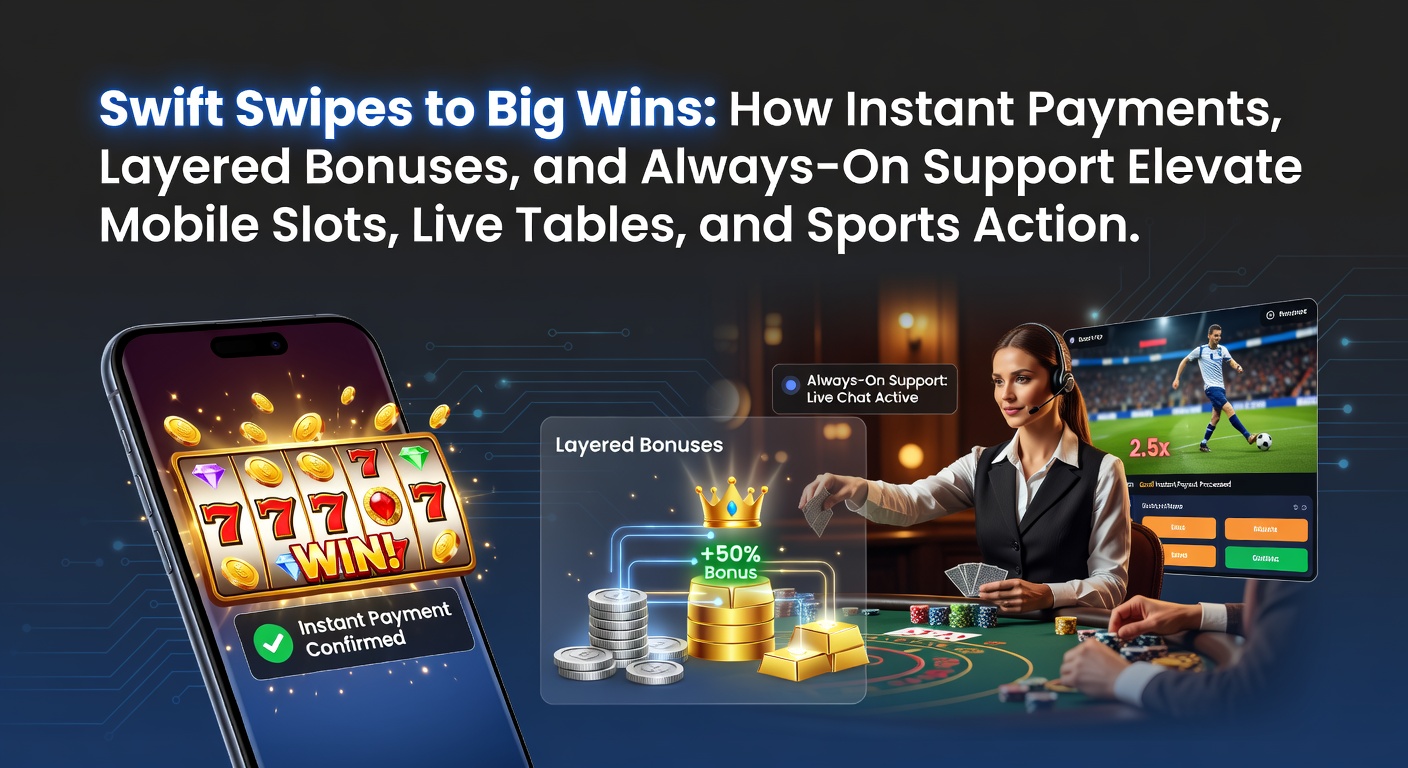 Smartphone mit blitzschnellen Zahlungen und Gewinn-Swipes bei Mobile Slots und Live-Tischen
